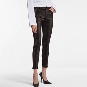 RTA Madrid High Rise Skinny Pants in Black Metallic